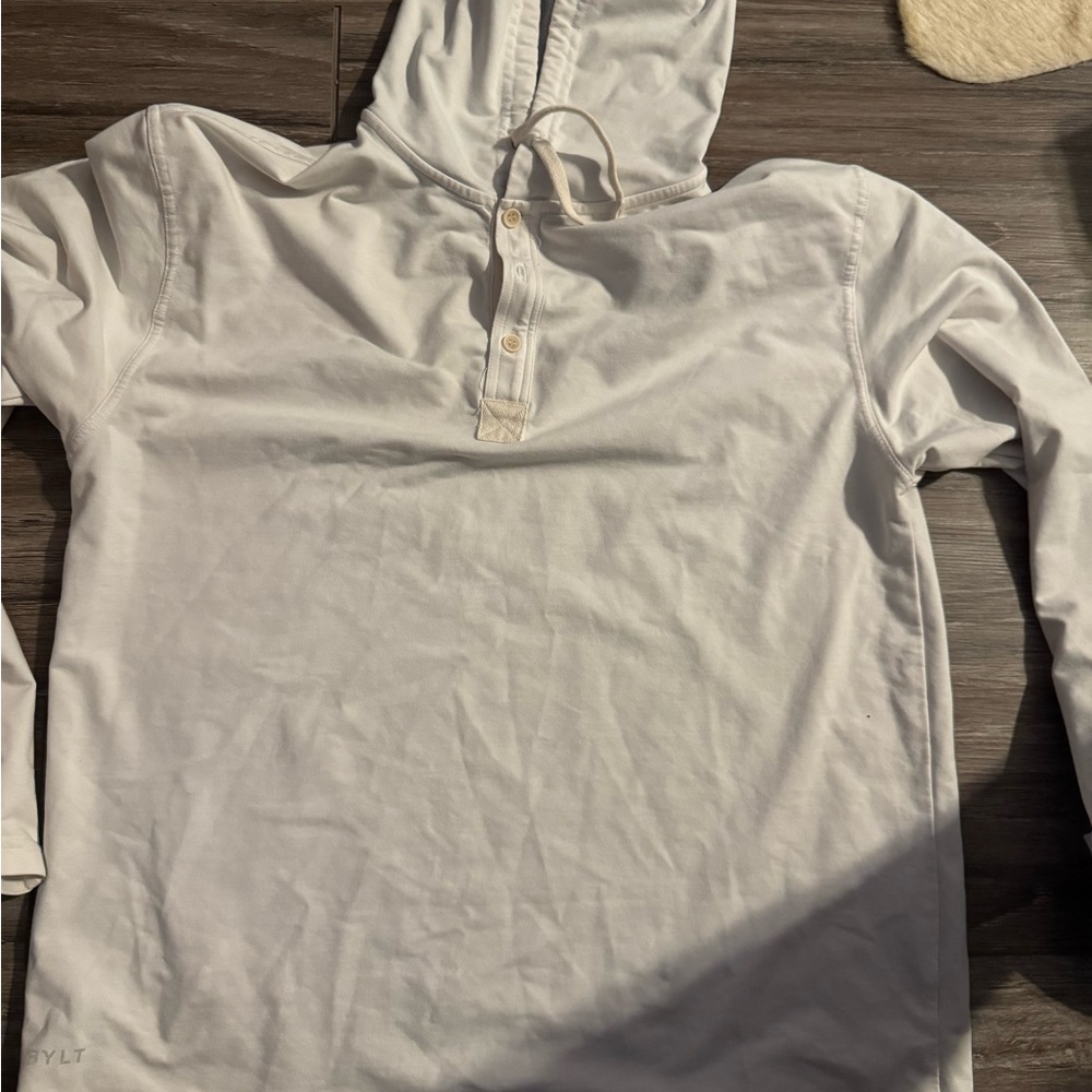 White Hooded Long Sleeve Shirt